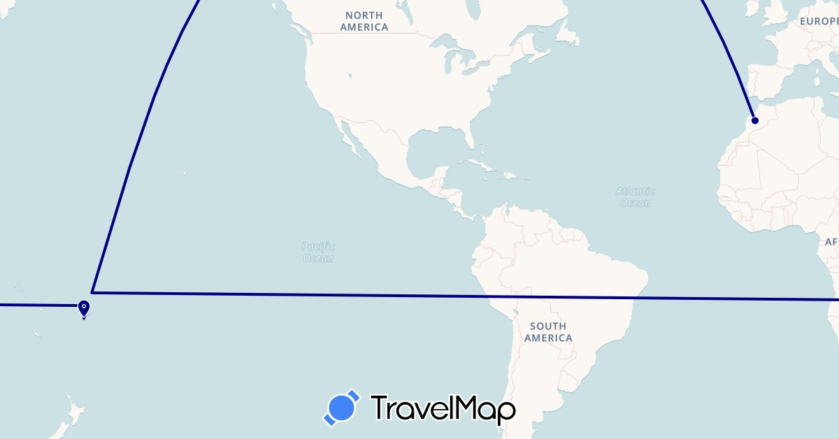 TravelMap itinerary: driving in Fiji, Morocco (Africa, Oceania)